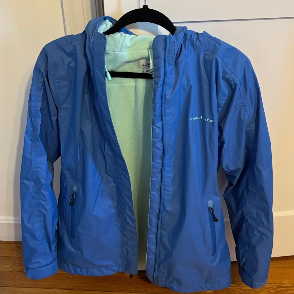 Vineyard Vines Women's Stow & Go Hooded Rain Coat Jacket in Crystal Blue Small - Picture 1 of 7
